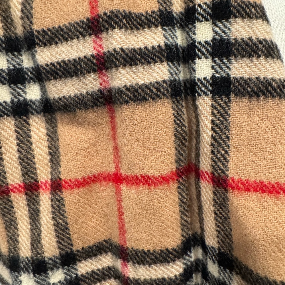 Burberry Tan and Red Check Scarf - Picture 3 of 7